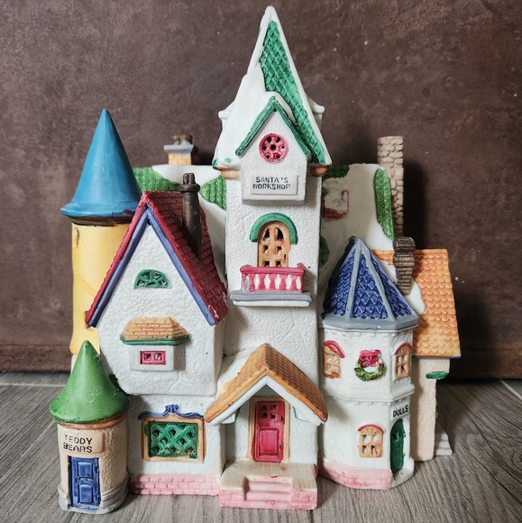 Vintage Lemax Porcelain Santa's Wonderland SANTA'S WORKSHOP Christmas Village Ho - Picture 1 of 15